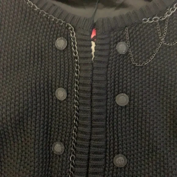 YOANA BARASCHI Black Knit Chain Cardigan Sweater - NWT - Picture 4 of 16